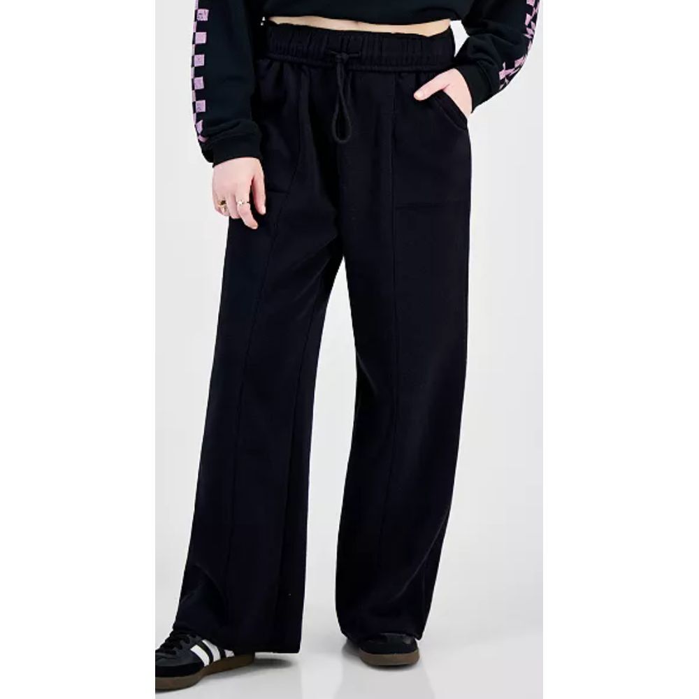 Planet Heart Black Large Fold-over Waistband Wide Leg Sweatpants M NWT $36